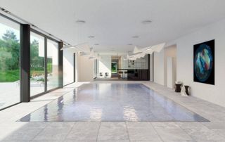 pièce rénovée avec piscine intérieure