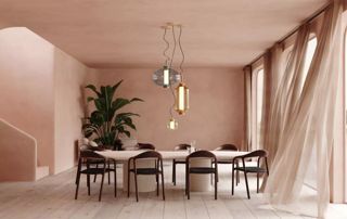 salle à manger avec tentures voilages