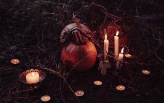 Citrouille d'halloween et bougies
